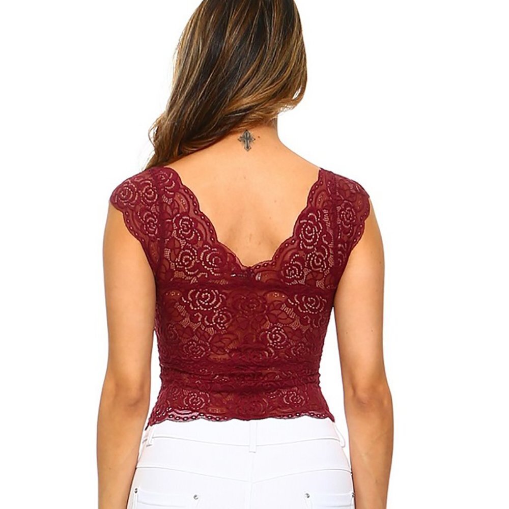 Short Sleeve Crop Top Bralette removable padding - Picture 2 of 4
